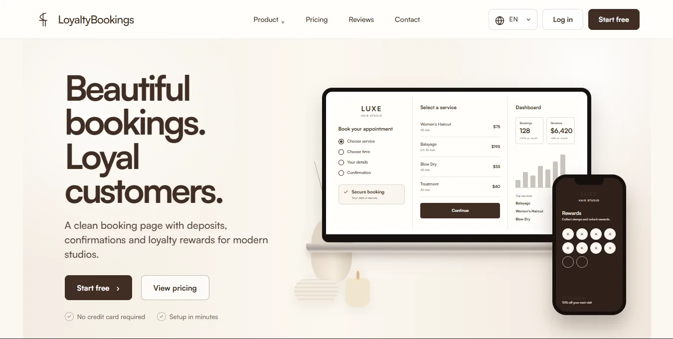 LoyaltyBookings web interface